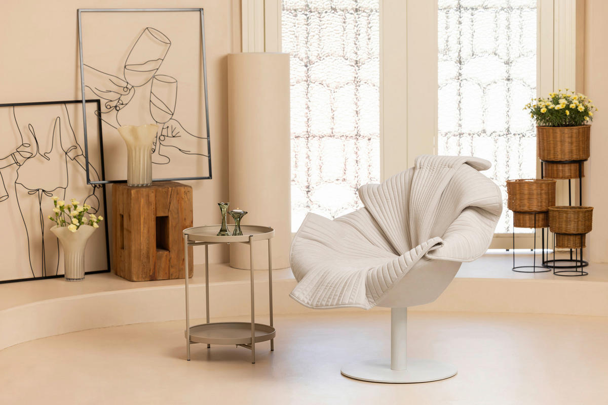 DESIGN-FOTEL - bézs/ezüst, Trend, műanyag/textil (78,5/79/86cm) - Ambia Home
