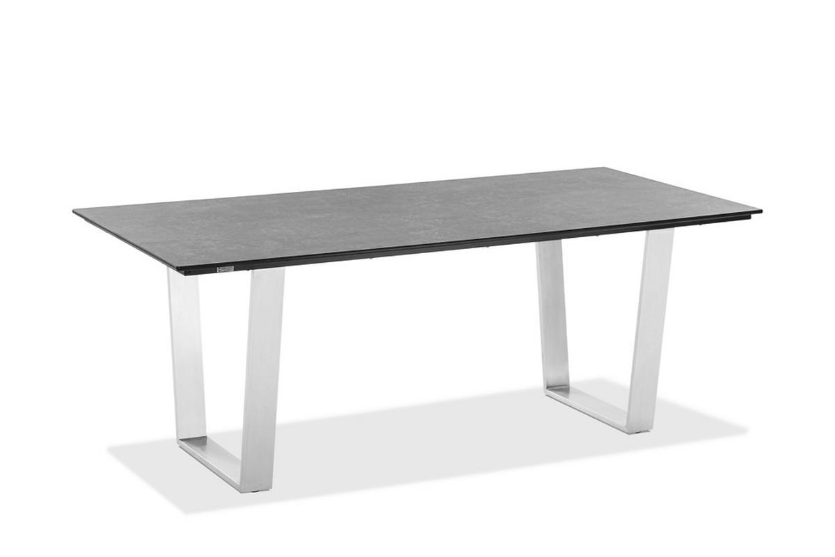 GARTENTISCH 220/95/76 cm Kunststoff Grau, Edelstahlfarben rechteckig  - Edelstahlfarben/Grau, Design, Kunststoff/Metall (220/95/76cm)