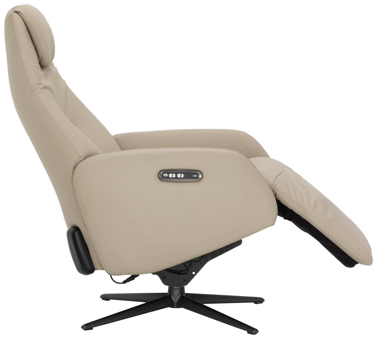 RELAXSESSEL Lederlook Echtleder    - Beige/Schwarz, KONVENTIONELL, Leder/Textil (73/112/86cm) - Livetastic