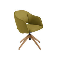 ARMLEHNSTUHL  Lederauswahl, Stoffauswahl, Wippfunktion, Sitzfläche 360° drehbar  Echtleder  - Schilfgrün/Wildeiche, Design, Leder/Holz (63/74-90/57-73cm) - Koinor