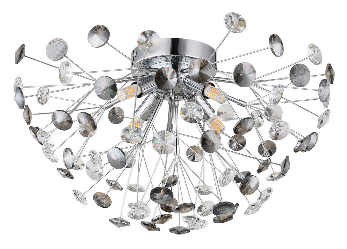 KRISTALL-DECKENLEUCHTE 45/25 cm   - Klar/Chromfarben, KONVENTIONELL, Glas/Metall (45/25cm) - Globo