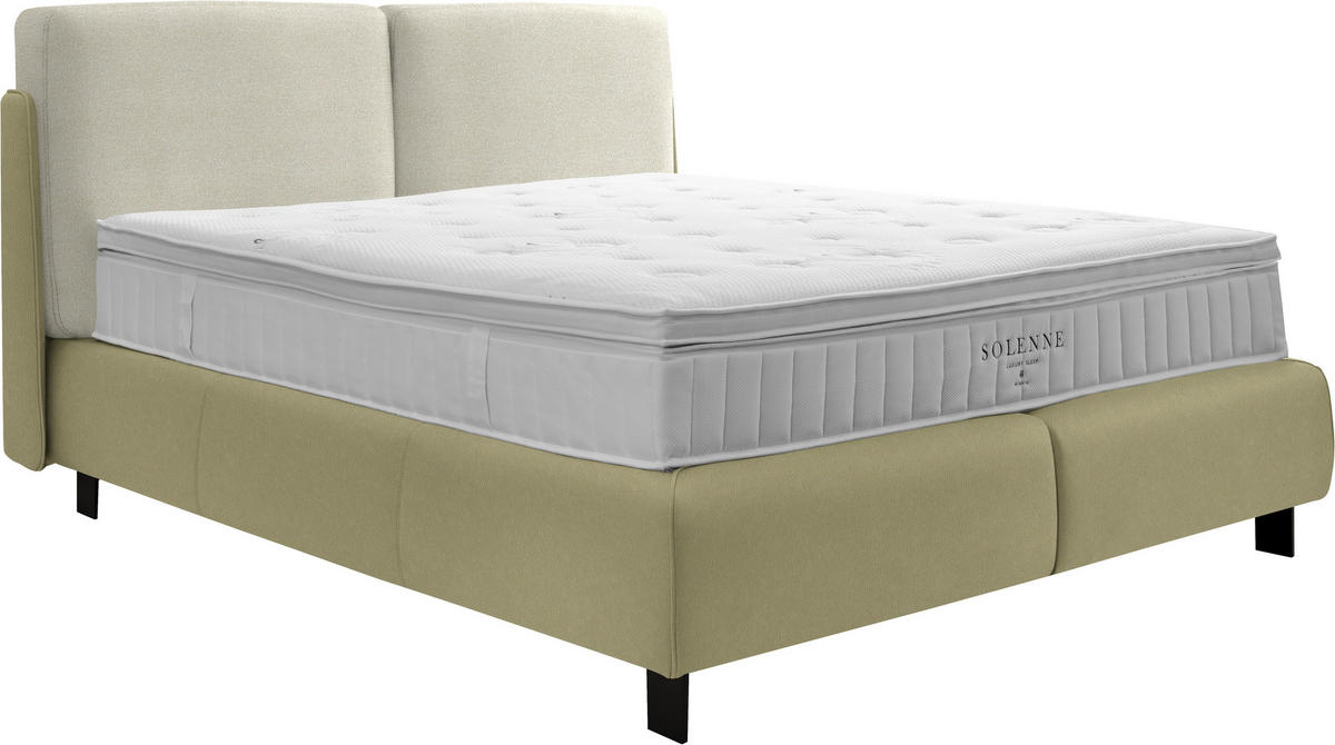 BOXSPRINGBETT 180/200 cm  in Weiß, Hellgrün  - Schwarz/Weiß, Design, Textil/Metall (180/200cm) - Johann Jakob