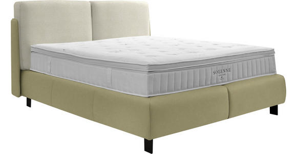 BOXSPRINGBETT 180/200 cm  in Weiß, Hellgrün  - Schwarz/Weiß, Design, Textil/Metall (180/200cm) - Johann Jakob