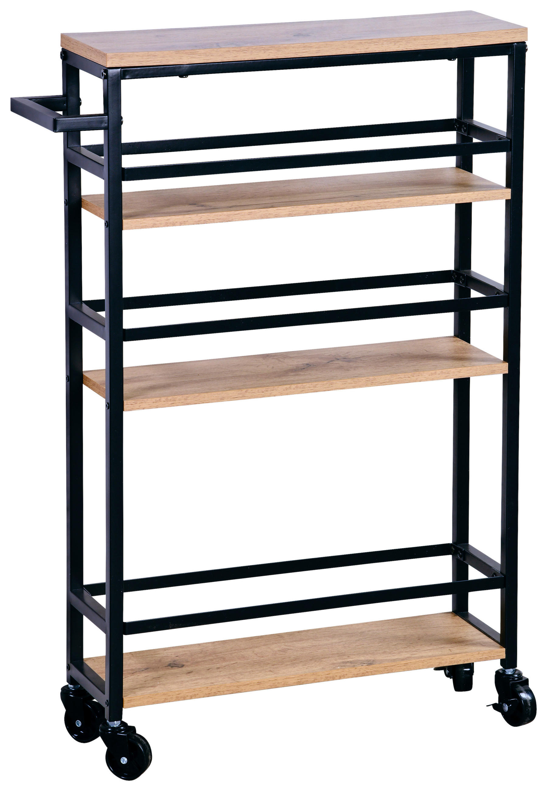 SERVIERWAGEN in Schwarz, Eichefarben  - Eichefarben/Schwarz, Basics, Holzwerkstoff/Metall (50/81/15cm) - Kesper