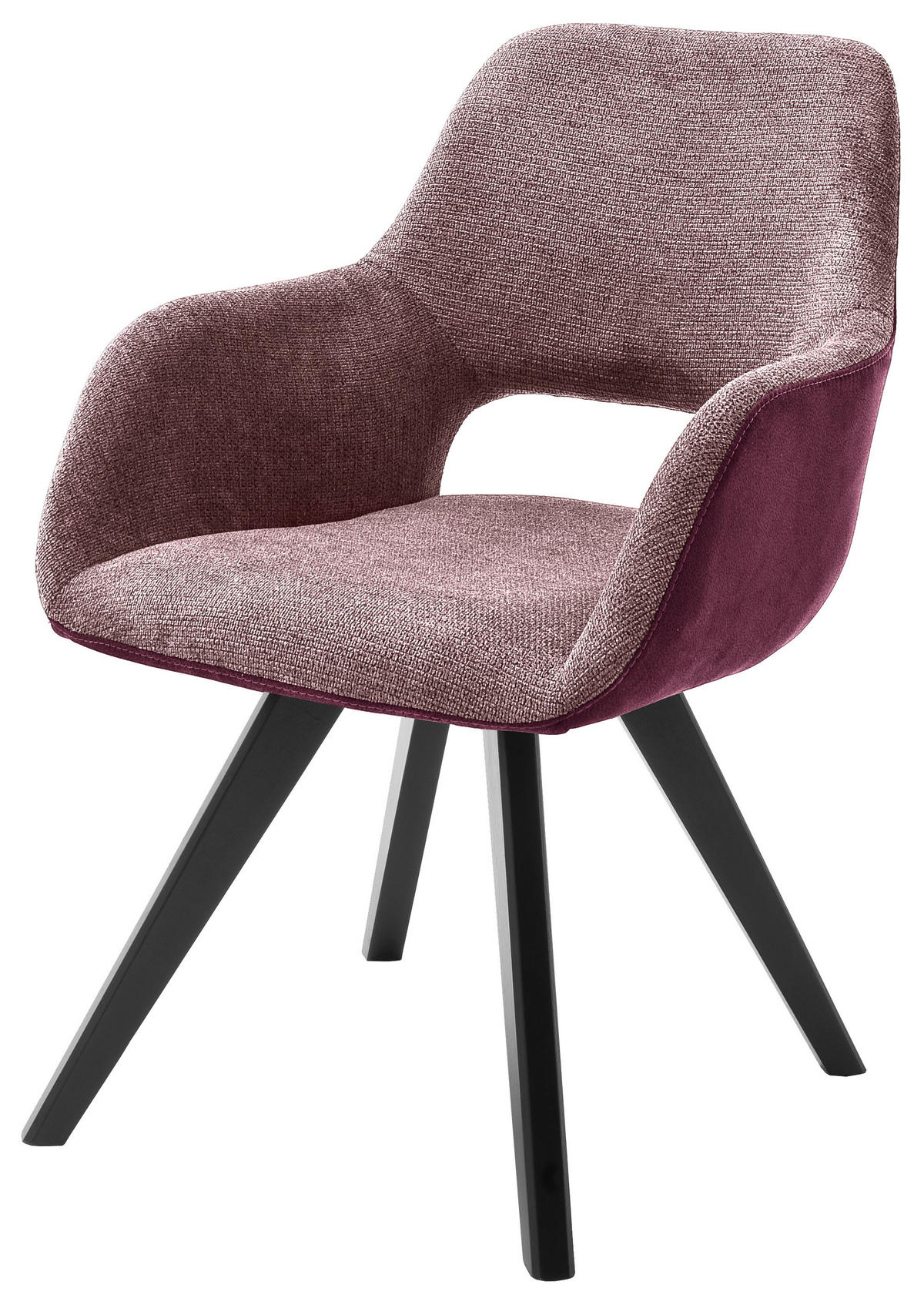 ARMLEHNSTUHL  Stoffauswahl, Typenauswahl, inklusive Armlehnen, abwischbar, Sitzfläche 180° drehbar Flachgewebe, Mikrofaser  - Bordeaux/Schwarz, Design, Holz/Textil (56/86/64cm) - Lomoco