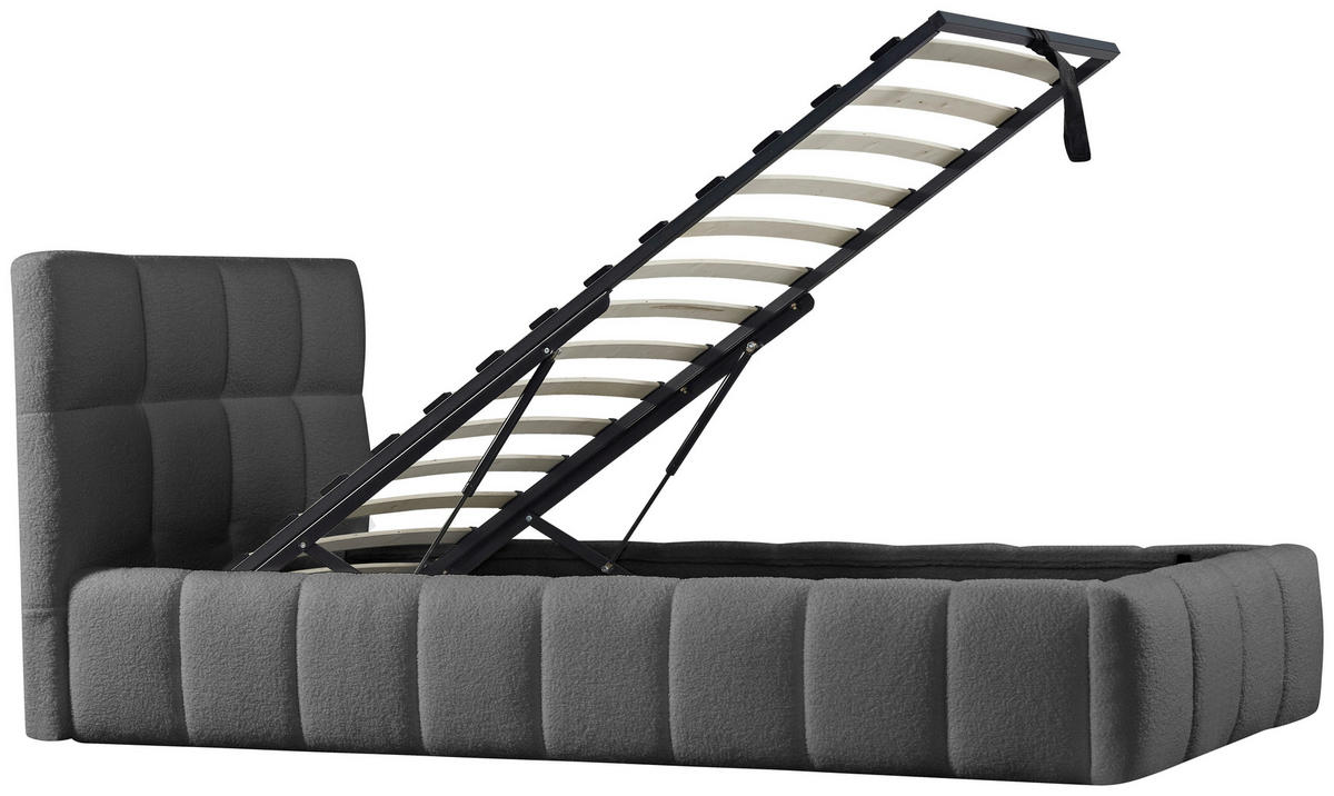 POLSTERBETT Lattenrost, Bettkasten Grau 90/200 cm  - Schwarz/Naturfarben, MODERN, Holz/Kunststoff (90/200cm) - Livetastic