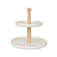 ETAGERE 2-stöckig - Weiß/Naturfarben, Trend, Keramik/Holz (24/22,5cm) - Ambia Home