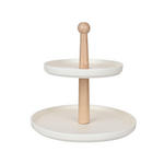 ETAGERE 2-stöckig - Weiß/Naturfarben, Trend, Keramik/Holz (24/22,5cm) - Ambia Home