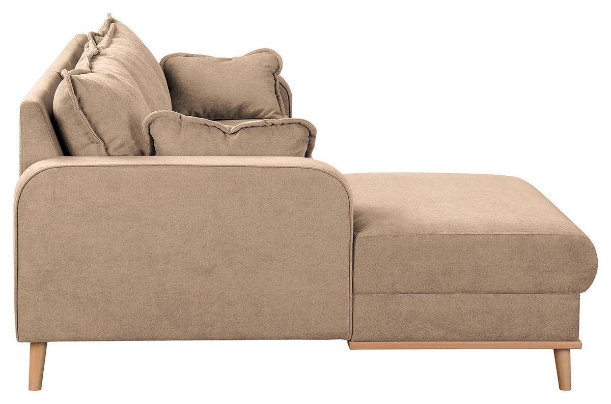 ECKSOFA in Mikrofaser Beige  - Wengefarben/Beige, Design, Holz/Textil (150/230cm) - Livetastic