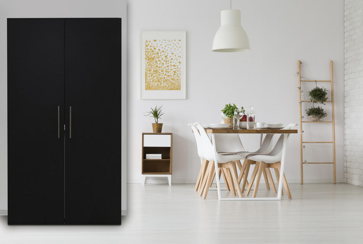 SCHRANKKÜCHE  104/193/67 cm  in Schwarz  - Edelstahlfarben/Schwarz, MODERN, Holzwerkstoff/Metall (104/193/67cm) - Respekta