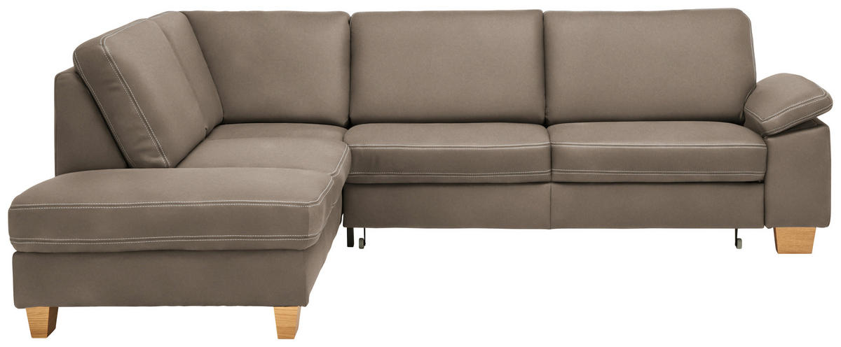 ECKSOFA  in Echtleder Alufarben  235/274 cm  - Eichefarben/Beige, KONVENTIONELL, Leder/Holzwerkstoff (235/274cm) - Beldomo Premium