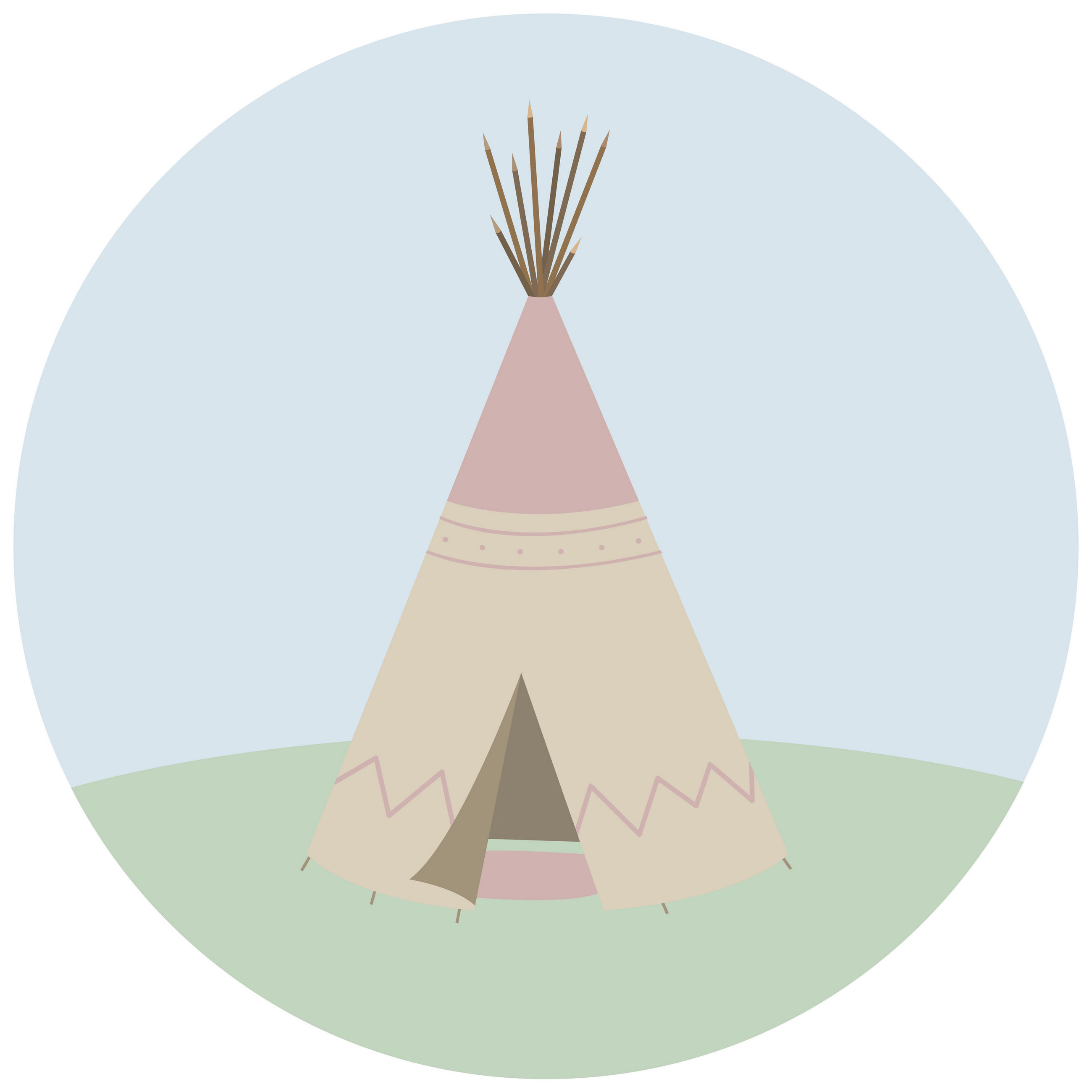 XXXLutz Babywanddeko Haus der Indianer Beige 3 cm