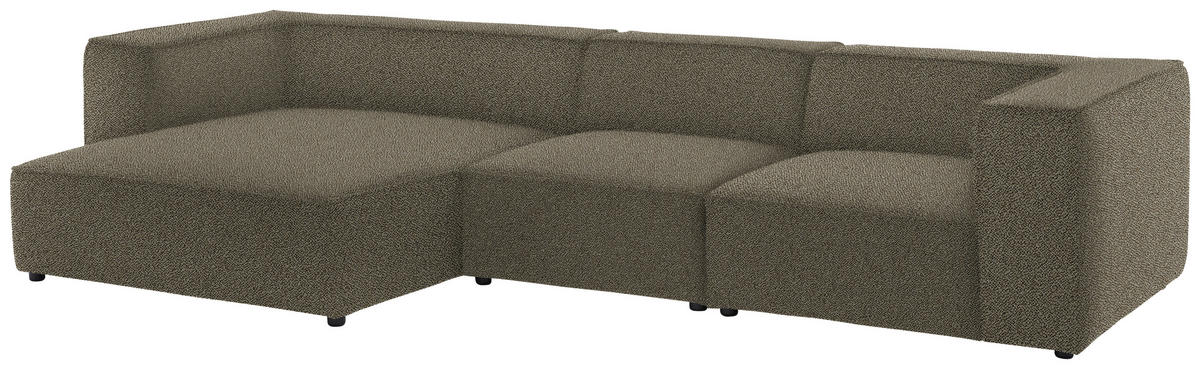 ECKSOFA in Flachgewebe Sandfarben  164/341 cm  - Sandfarben/Schwarz, Design, Kunststoff/Textil (164/341cm) - W.Schillig