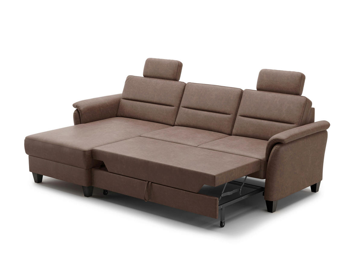 ECKSOFA PALMERA V Haselnussfarben Mikrofaser  - Wengefarben/Haselnussfarben, KONVENTIONELL, Holz/Textil (163/244cm) - Sit & More