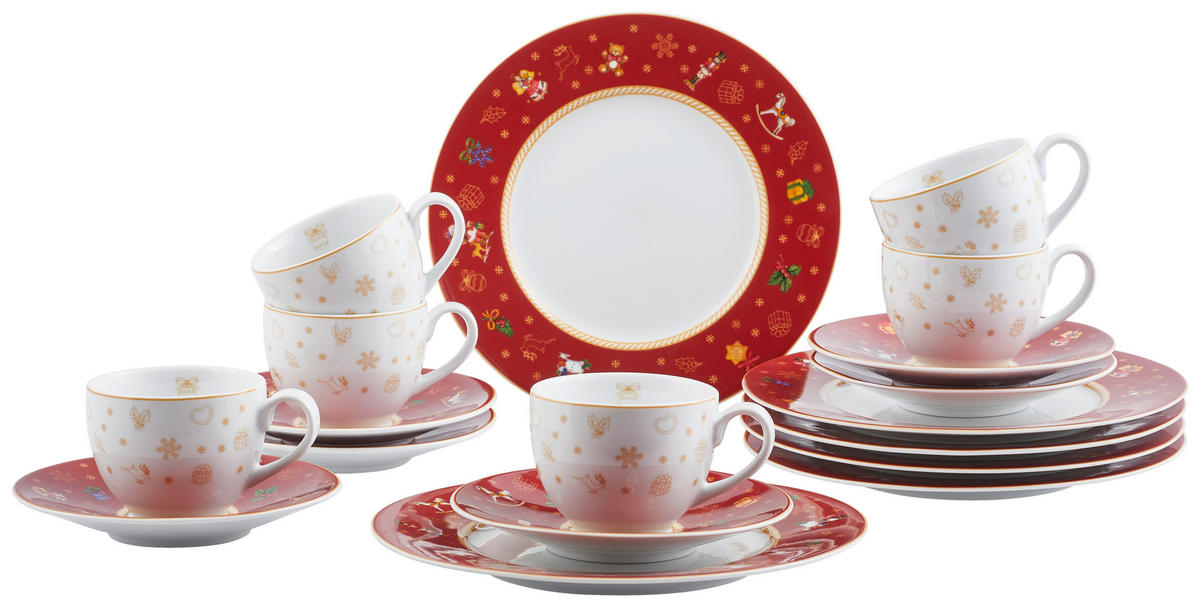 KAFFEESERVICE Rot CHRISTMAS TOYS 18-teilig  - Rot, KONVENTIONELL - X-Mas