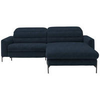 ECKSOFA in Flachgewebe Blau  - Blau/Schwarz, Design, Textil/Metall (252/191cm) - Dieter Knoll