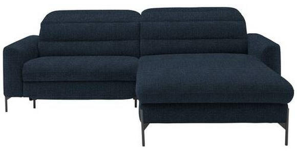 ECKSOFA in Flachgewebe Blau  - Blau/Schwarz, Design, Textil/Metall (252/191cm) - Dieter Knoll