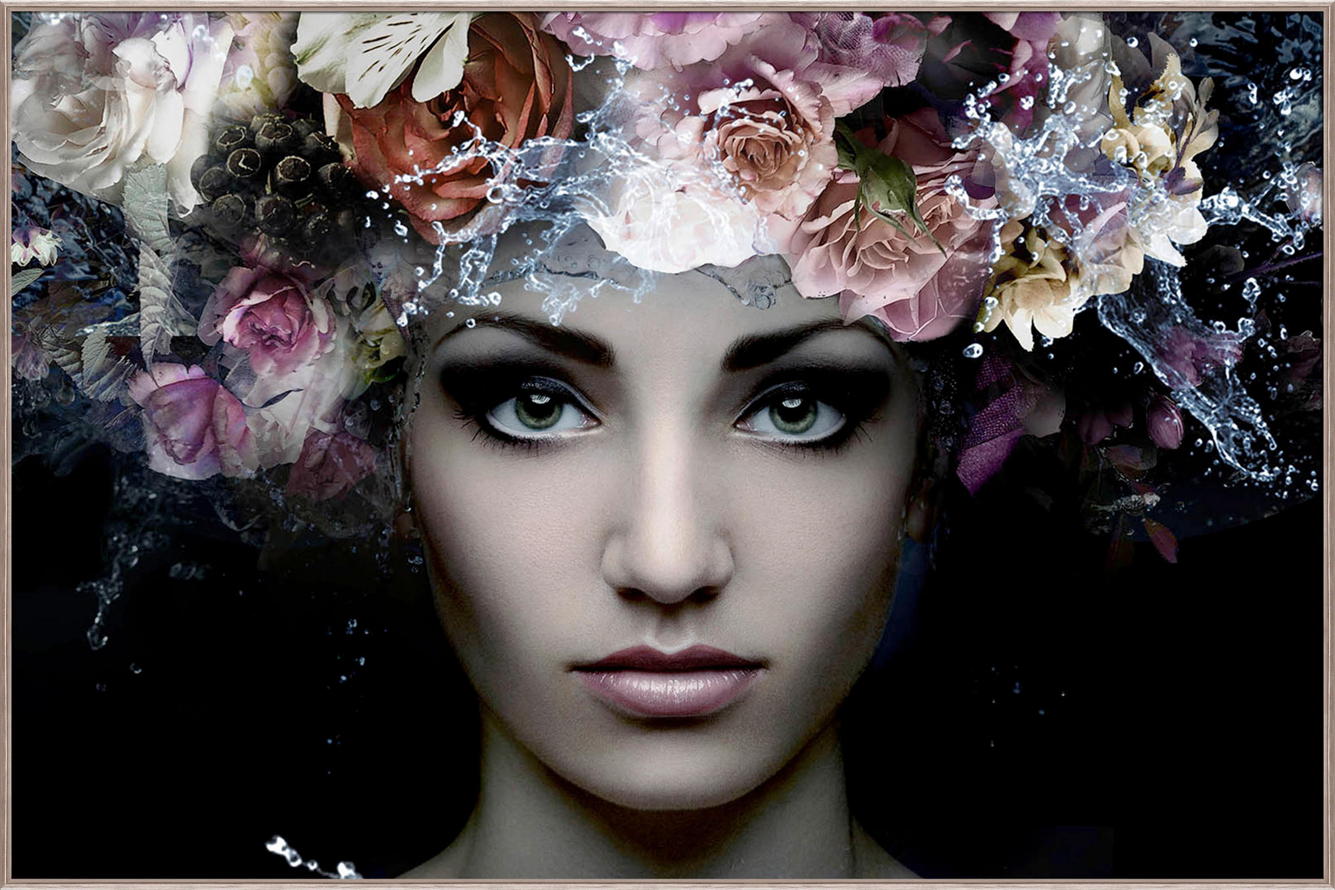 GLASBILD Frauen 120/80 cm  - Lila/Messingfarben, Basics, Glas/Papier (120/80cm) - Monee