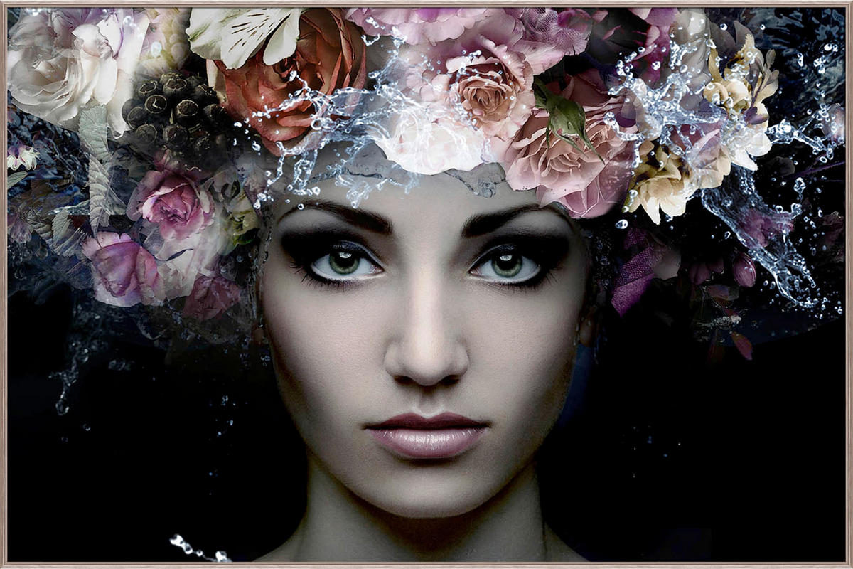 GLASBILD Frauen 120/80 cm  - Lila/Messingfarben, Basics, Glas/Papier (120/80cm) - Monee