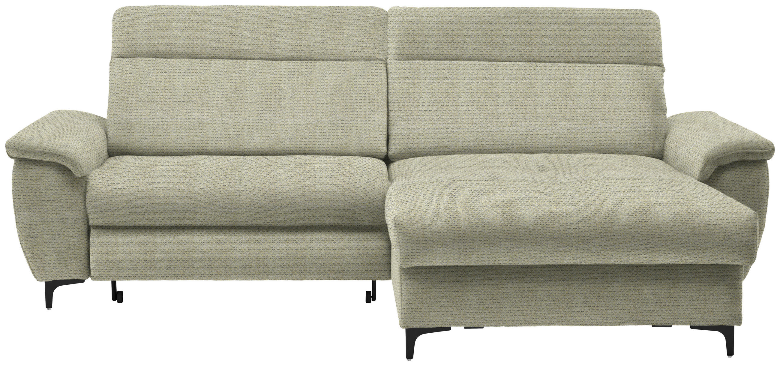ECKSOFA in Chenille Hellgrün  - Schwarz/Hellgrün, Design, Textil/Metall (185/256cm) - Stylife