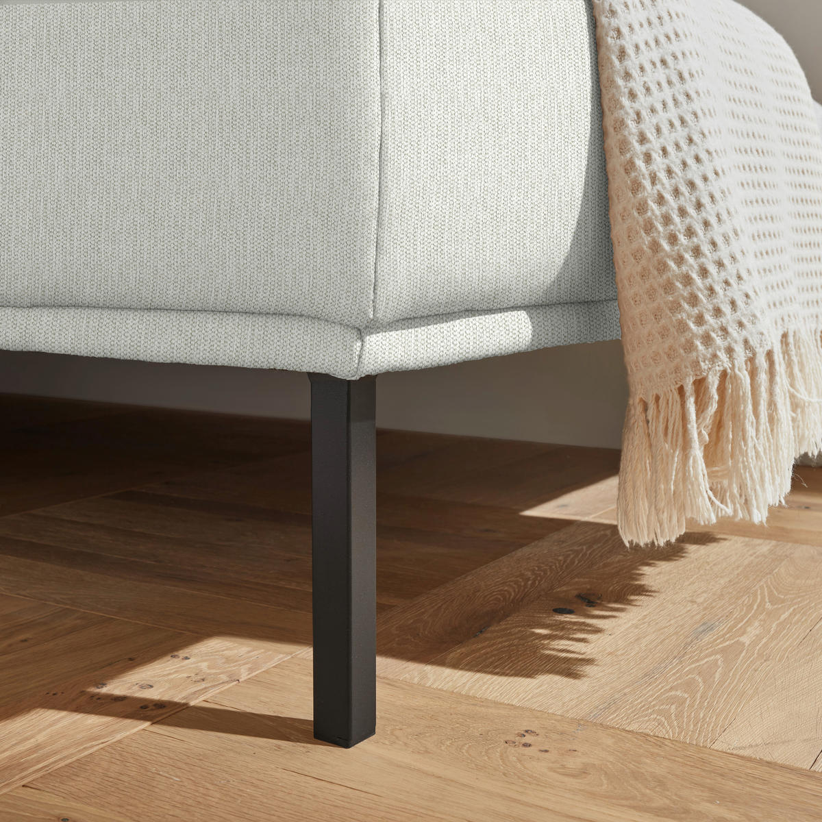 ECKSOFA  in Flachgewebe Weiß  308/270 cm  - Schwarz/Weiß, Design, Textil/Metall (308/270cm) - Pure Home Lifestyle