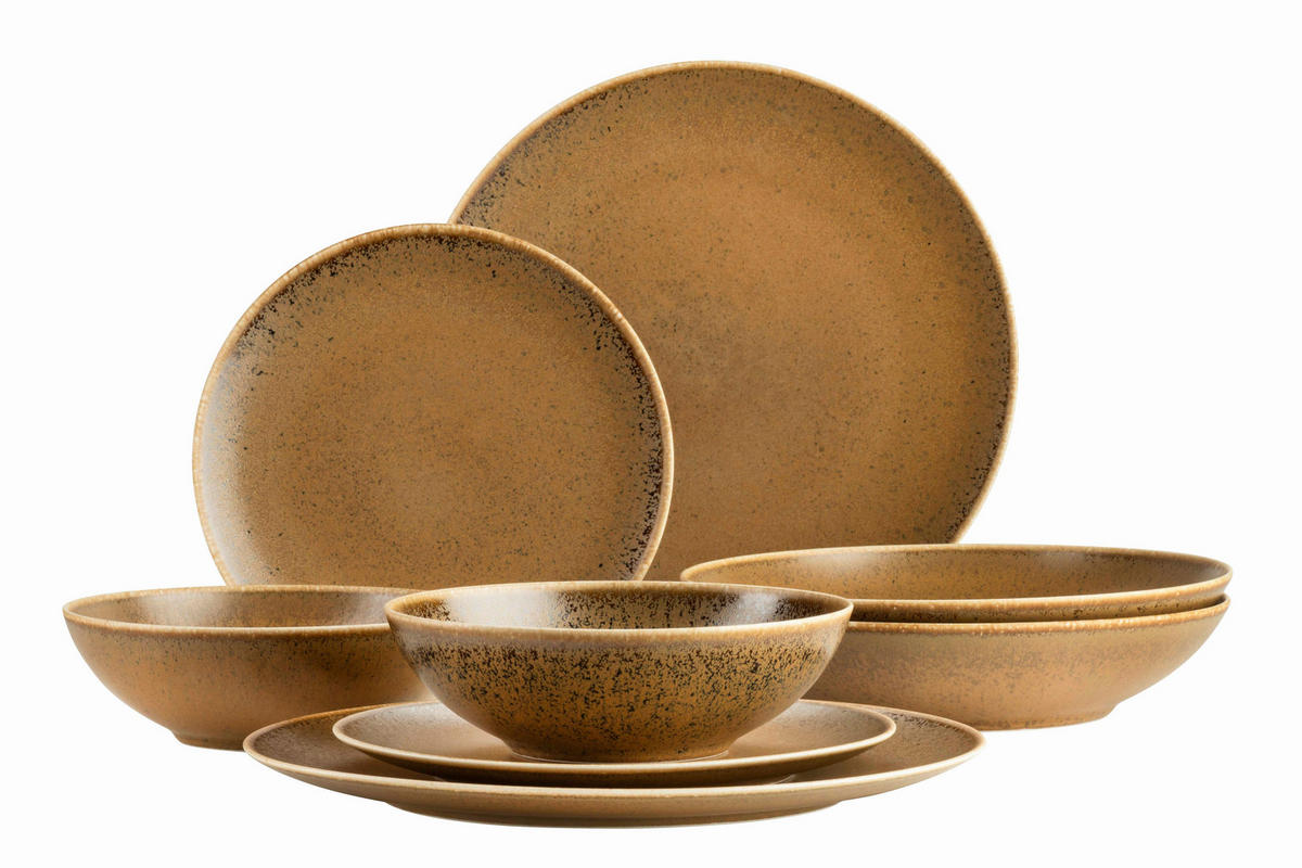 KOMBISERVICE 8-teilig  - Cognac, Basics, Keramik - Mäser