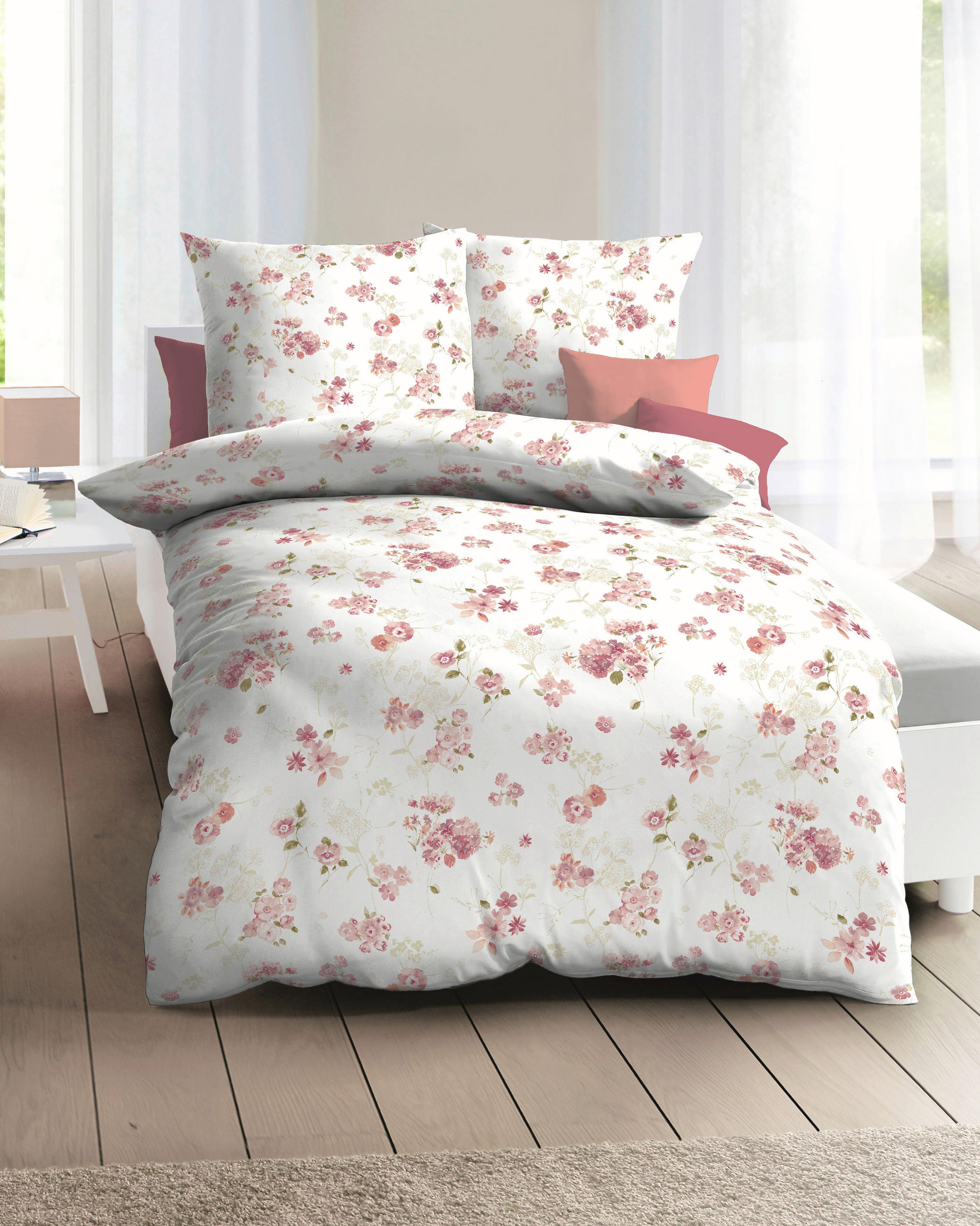 POSTELJNINA Soft Floral 140/200 cm bombažni flanel opečnato rjava  - opečnato rjava, Basics, tekstil (140/200cm) - Kaeppel