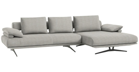 ECKSOFA in Chenille Ecru 334/168 cm - Ecru/Schwarz, Design, Textil/Metall (334/168cm) - Dieter Knoll