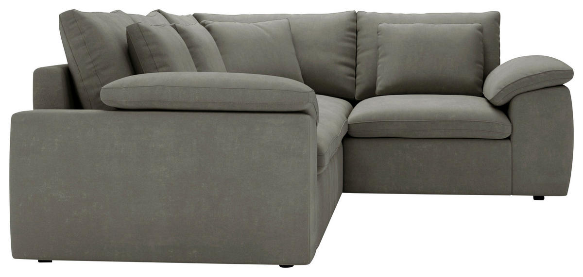 ECKSOFA Chenille Grau  - Schwarz/Grau, Design, Kunststoff/Textil (289/216cm) - Livetastic