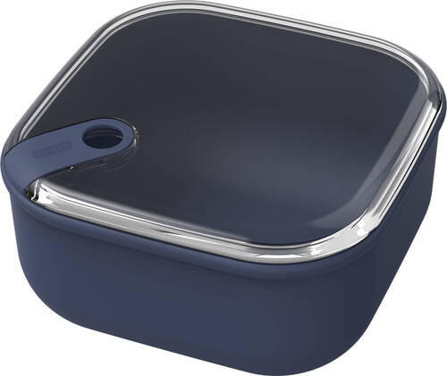 DÓZA NA SKLADOVANIE POTRAVÍN plast  plast 1 l - priehľadné/tmavomodrá, Basics, plast (19,5/19,5/10,5cm) - Rotho