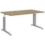 SCHREIBTISCH 160/80/70-82 cm  in Eichefarben, Alufarben  - Eichefarben/Alufarben, KONVENTIONELL, Holzwerkstoff/Metall (160/80/70-82cm) - Moderano