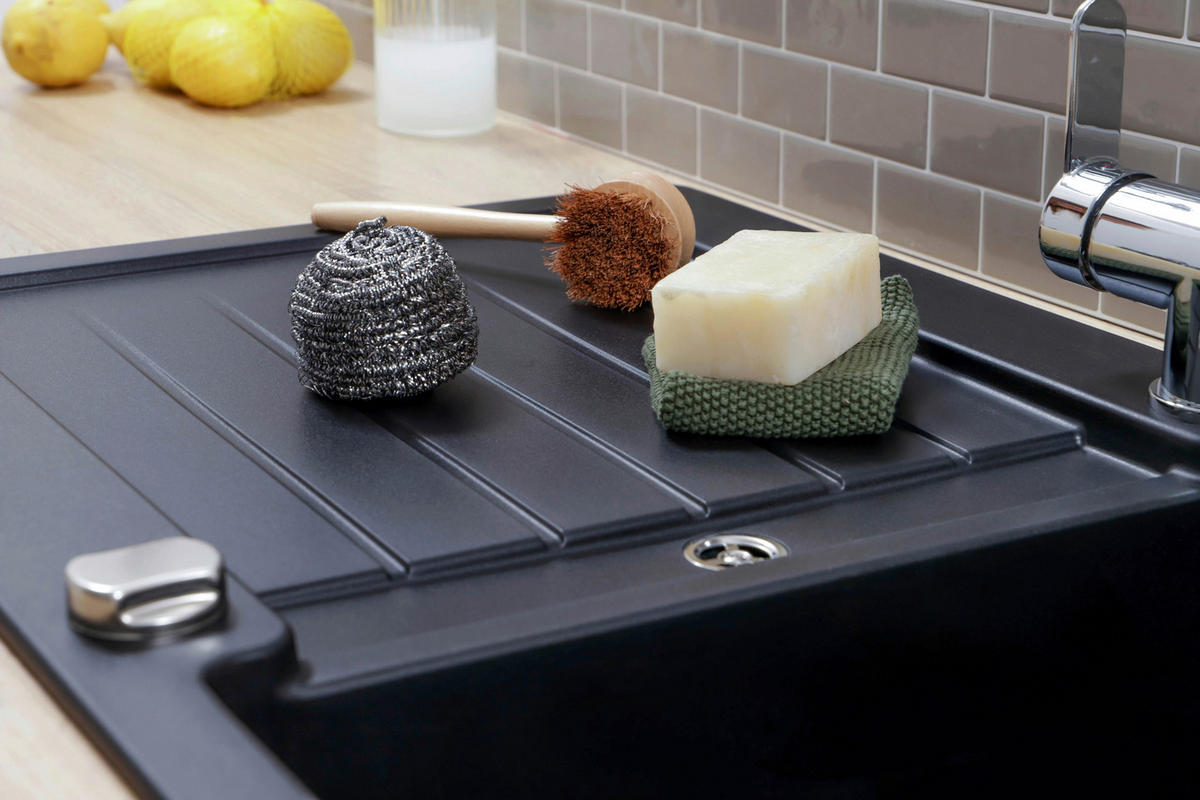 SPÜLE AUSTIN86X50S  - Schwarz, Design, Stein (86/21/50cm) - Respekta