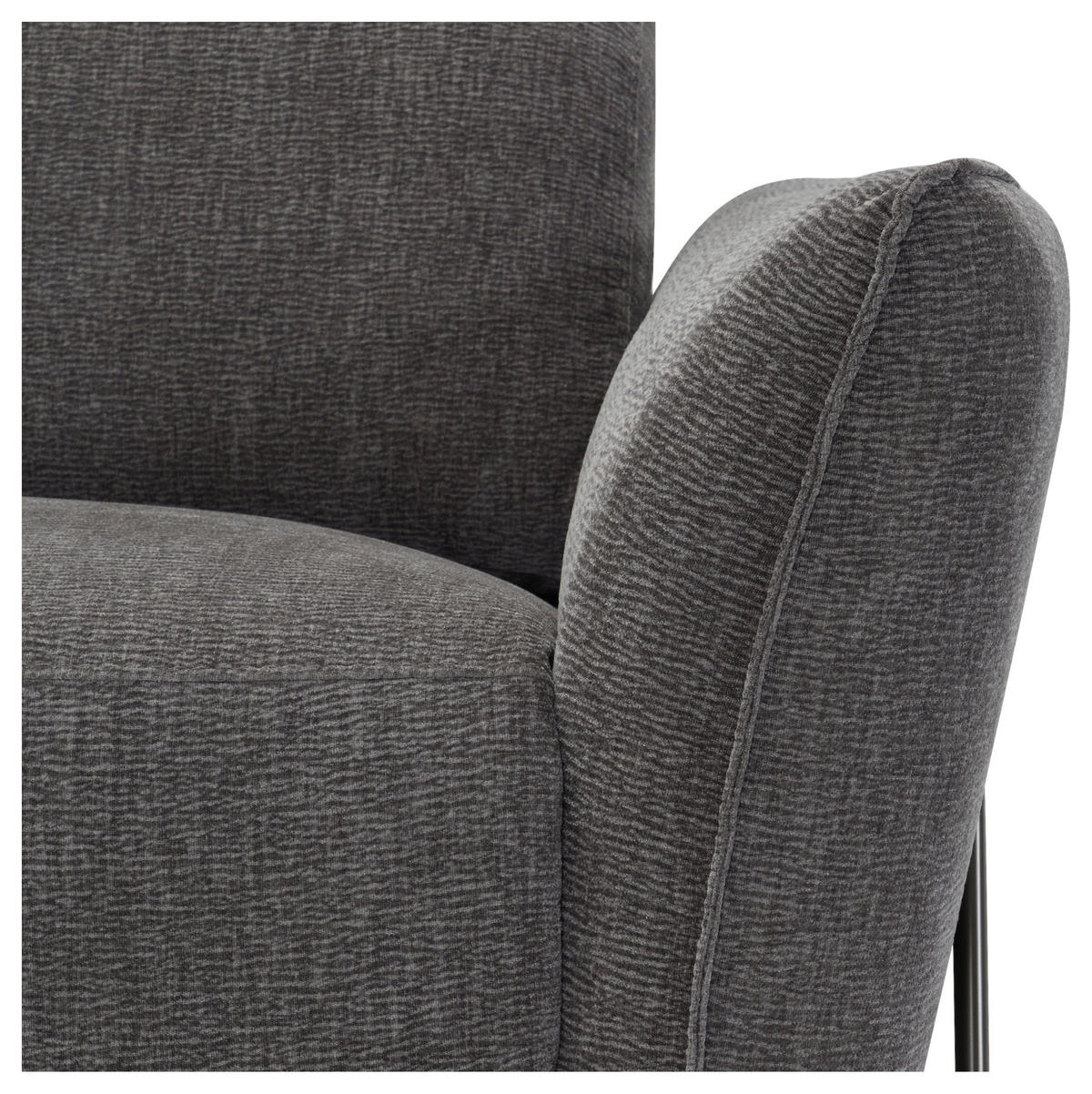 3-SITZER-SOFA in Flachgewebe Dunkelgrau  - Dunkelgrau/Schwarz, Lifestyle, Textil/Metall (198/83/107/111cm) - Livetastic