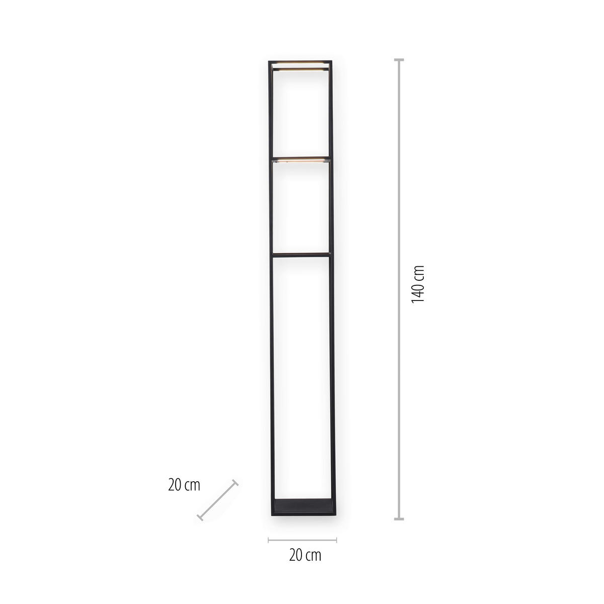 PODNA LED LAMPA - crna, Lajfstajl, metal/plastika (20/20/140cm)