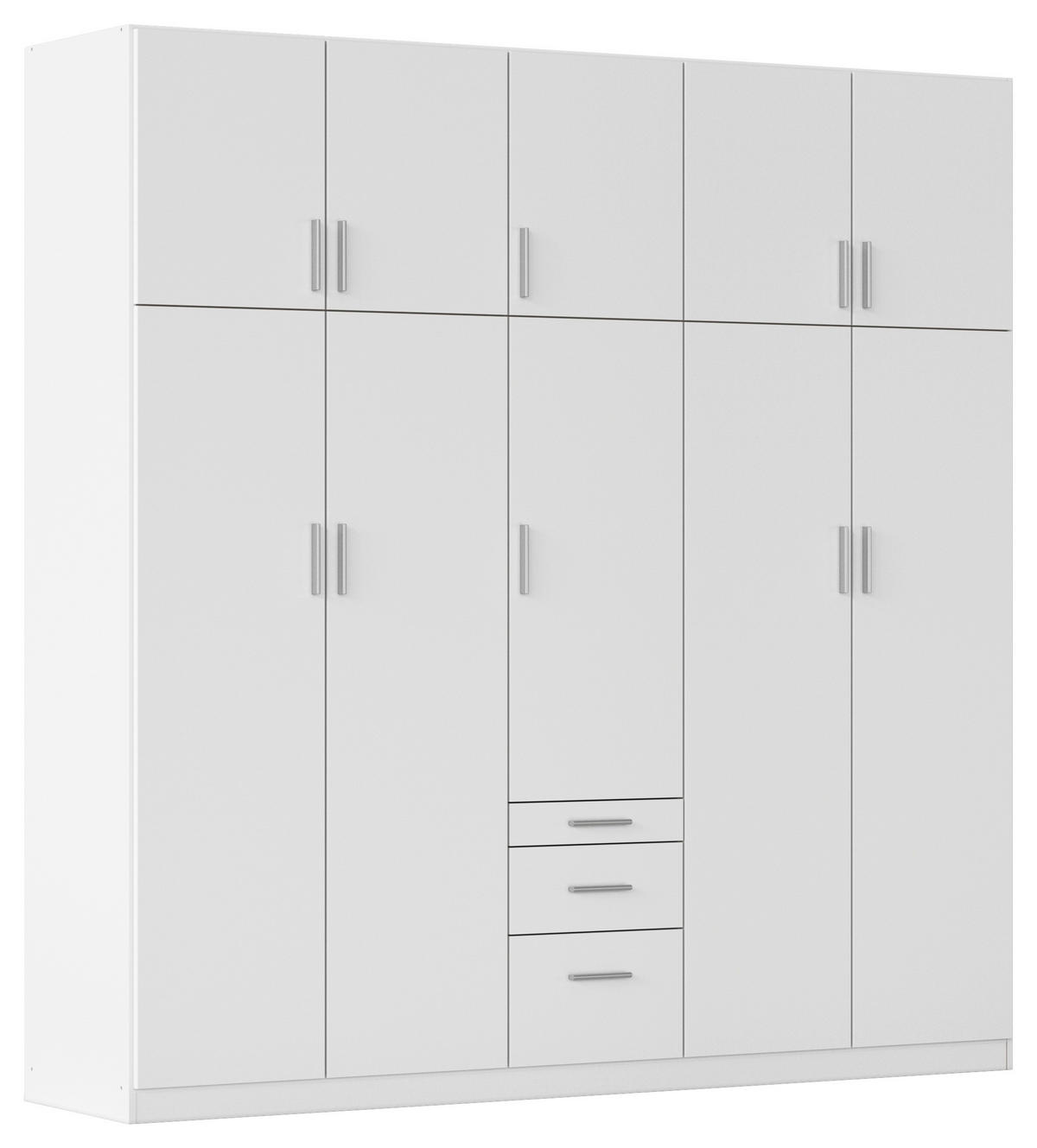 DREHTÜRENSCHRANK in Weiss  - Weiss/Alufarben, Design, Holzwerkstoff/Kunststoff (226/229/54cm) - Rauch Möbel