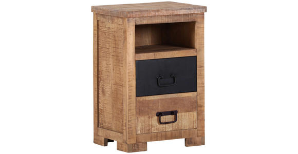 NACHTSCHRANK 43/65/38,5 cm Mangoholz massiv - Schwarz/Naturfarben, LIFESTYLE, Holz (43/65/38,5cm) - Landscape