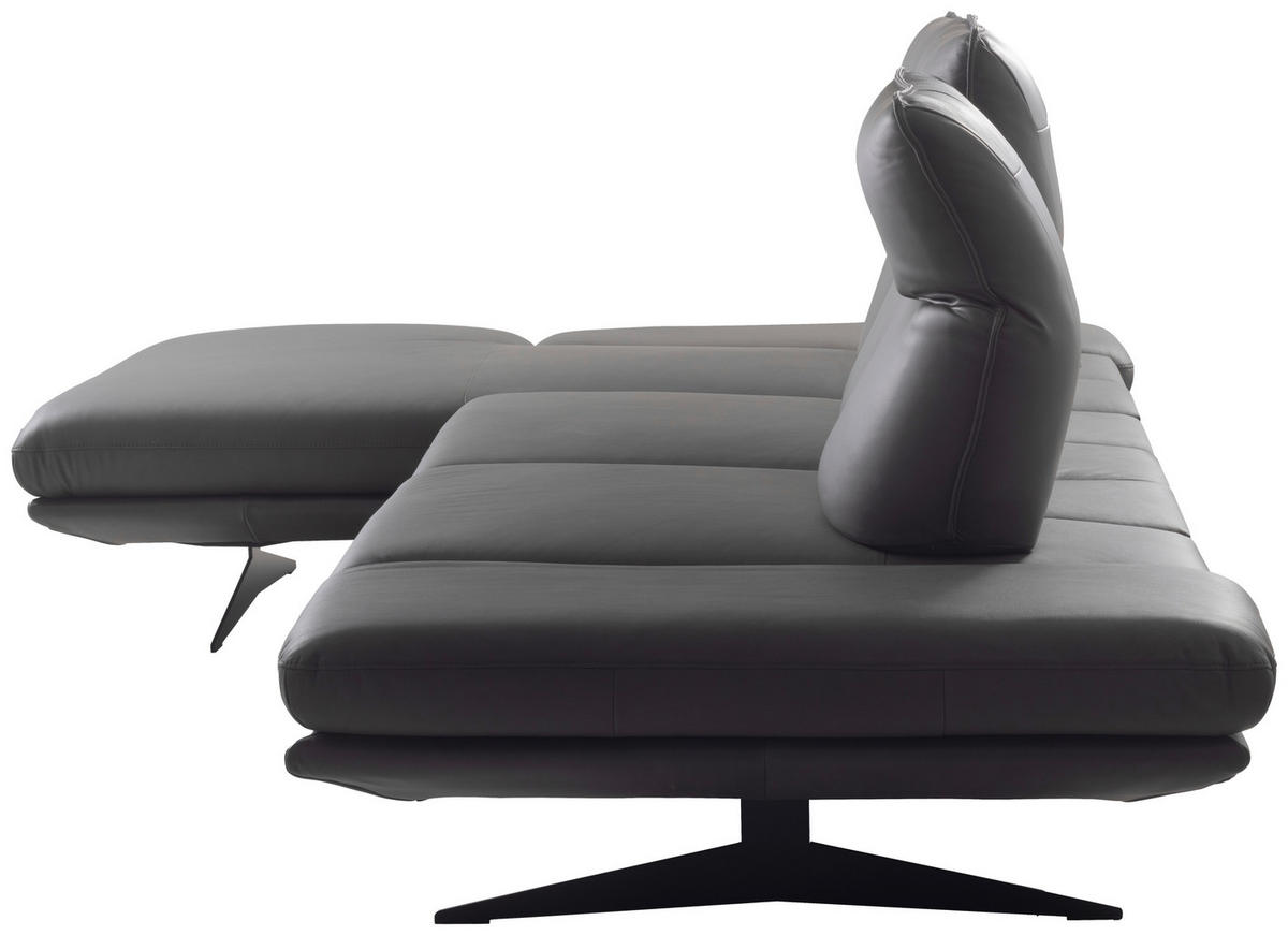 Colțar, piele, gri închis - gri închis/negru, Design, metal/piele (180/291cm) - Celina Home