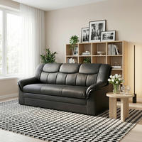 3-SITZER-SOFA BERLIN FK Lederlook Schwarz  - Schwarz, KONVENTIONELL, Kunststoff/Textil (178/89/90cm) - MID.YOU