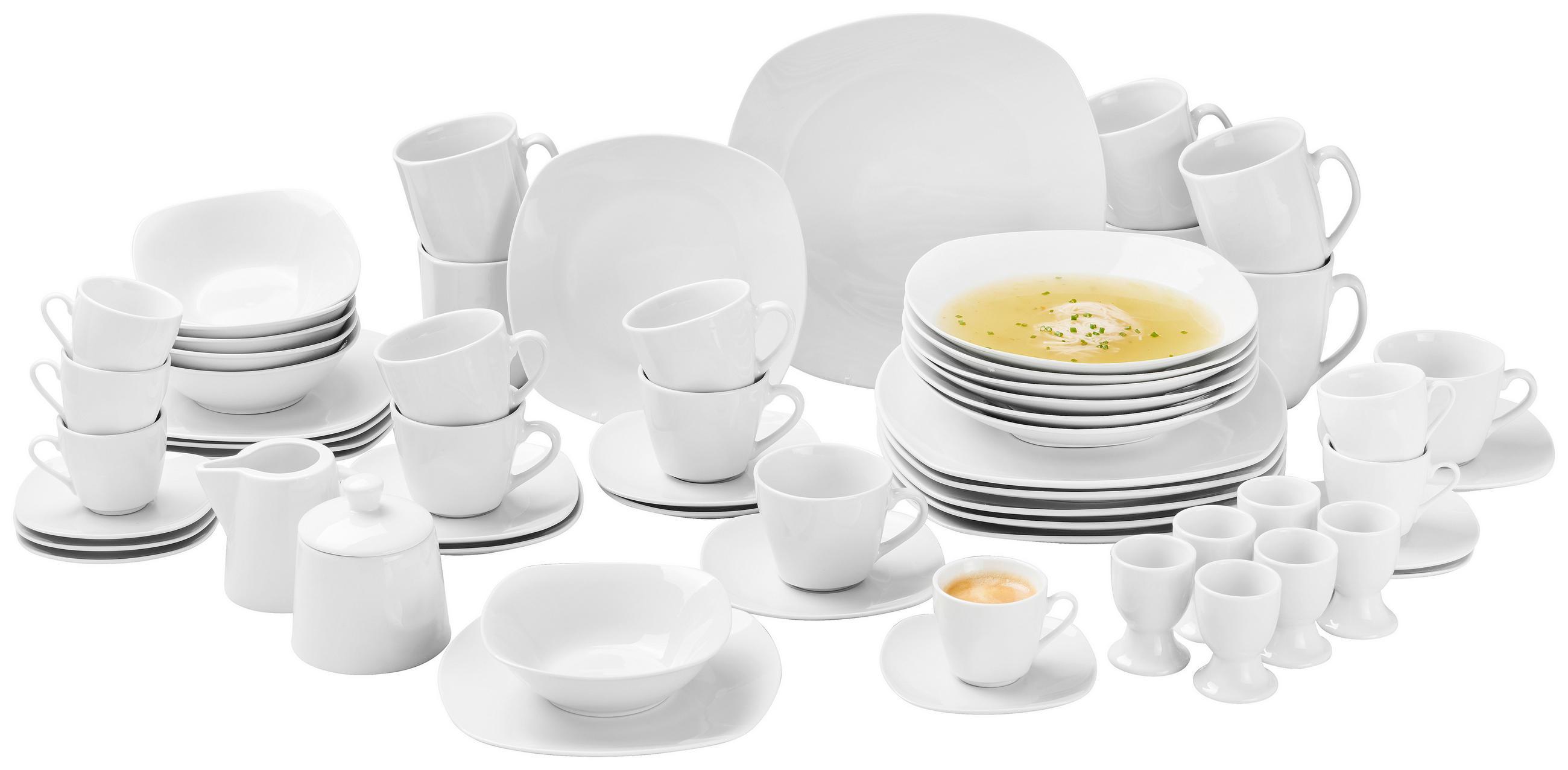 KOMBISERVICE Weiß 62-teilig Ascona  - Weiß, Basics, Keramik - Novel