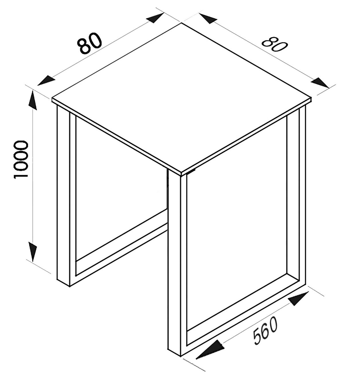 BARTISCH quadratisch Anthrazit, Silberfarben  - Anthrazit/Silberfarben, KONVENTIONELL, Holzwerkstoff/Metall (80/80/102cm)