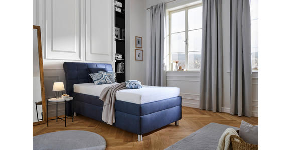 POLSTERBETT Matratze, Lattenrost Dunkelblau 100/200 cm  - Silberfarben/Weiß, KONVENTIONELL, Holz/Textil (100/200cm) - Esposa