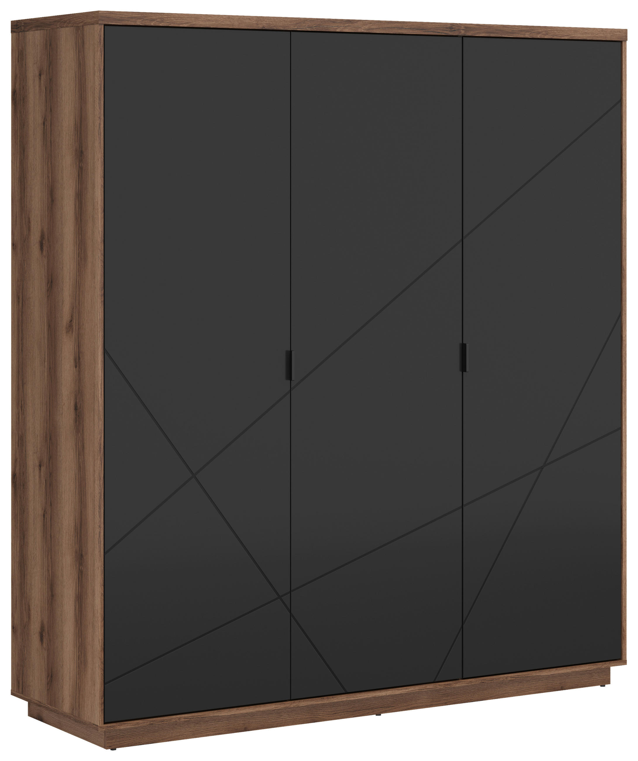 SKRIŇA S OTOČNÝMI DVERAMI, čierna, tmavý dub, 180/200,5/56,5 cm - čierna/tmavý dub, Modern, kov/kompozitné drevo (180/200,5/56,5cm) - Hom`in