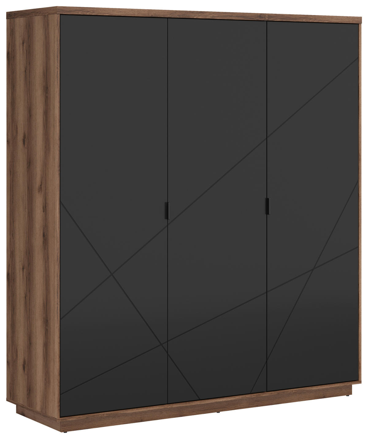 SKRIŇA S OTOČNÝMI DVERAMI, čierna, tmavý dub, 180/200,5/56,5 cm - čierna/tmavý dub, Modern, kov/kompozitné drevo (180/200,5/56,5cm) - Hom`in