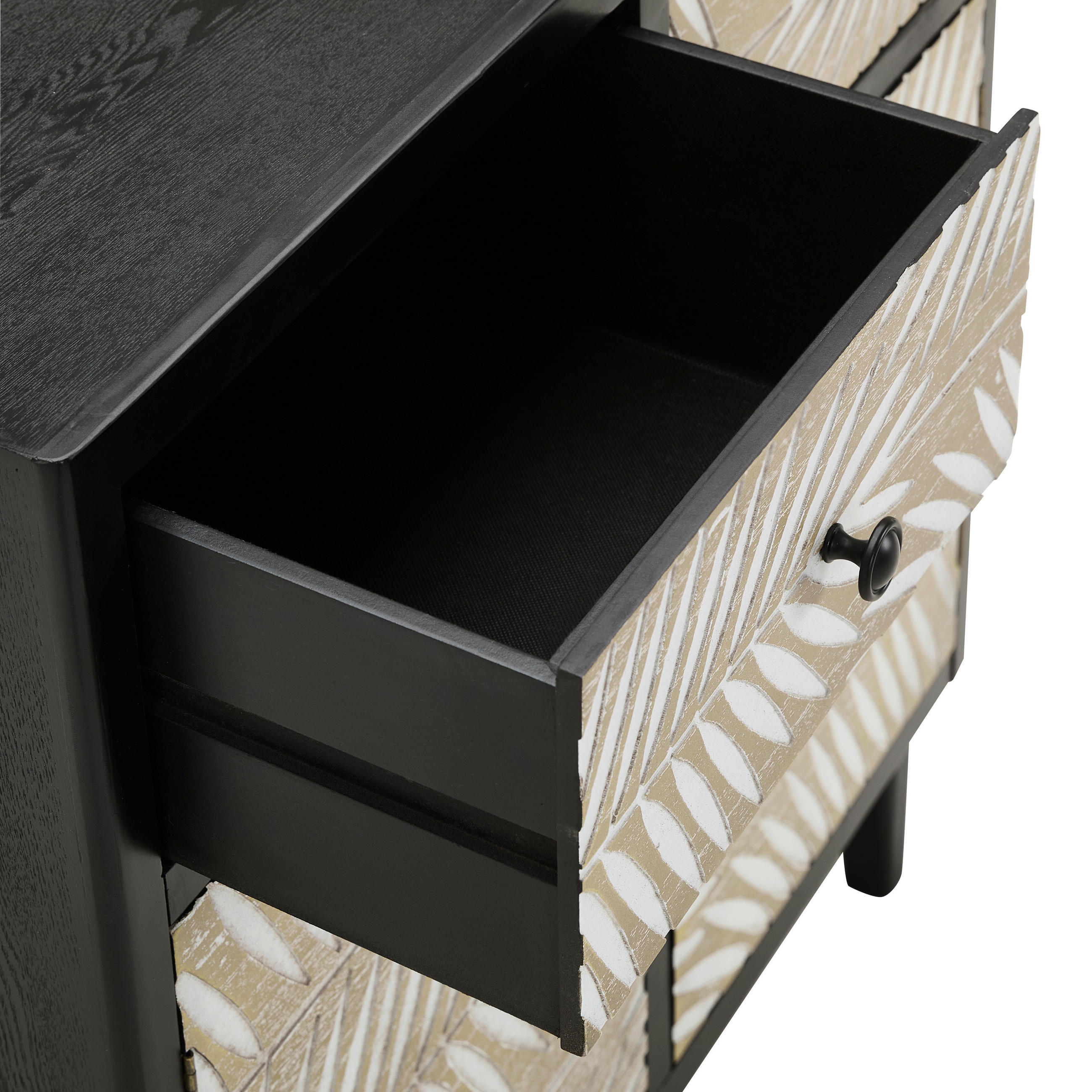 KOMMODE  in 80/85/35 cm  - Schwarz/Naturfarben, KONVENTIONELL, Holz/Holzwerkstoff (80/85/35cm) - Livetastic