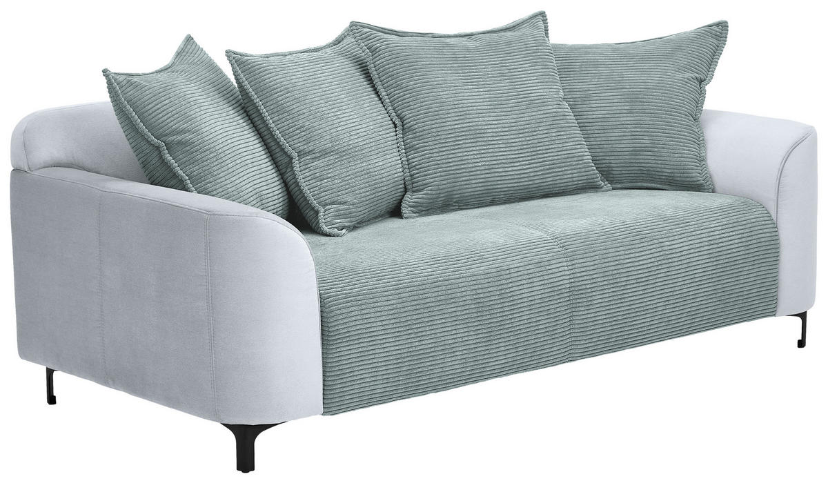 2-SITZER-SOFA in Cord, Velours Blaugrau  - Blaugrau/Schwarz, Konventionell, Textil/Metall (175/84/99cm) - Carryhome