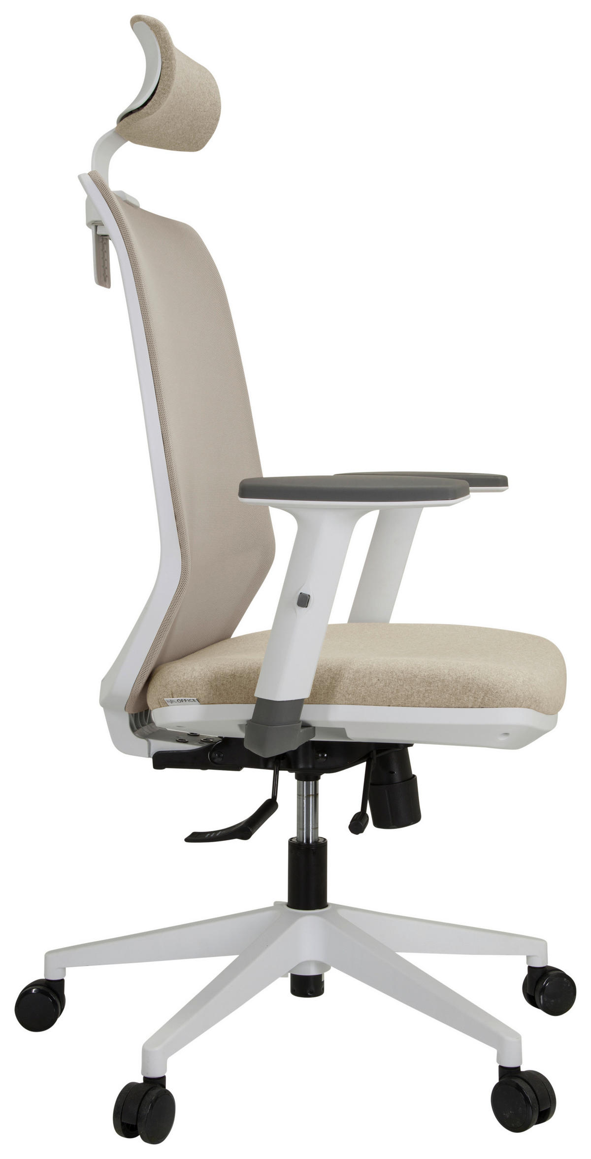 DREHSTUHL Netzbespannung, Flachgewebe Beige, Weiß  - Beige/Weiß, Basics, Kunststoff/Textil (70/117/62cm) - MID.YOU
