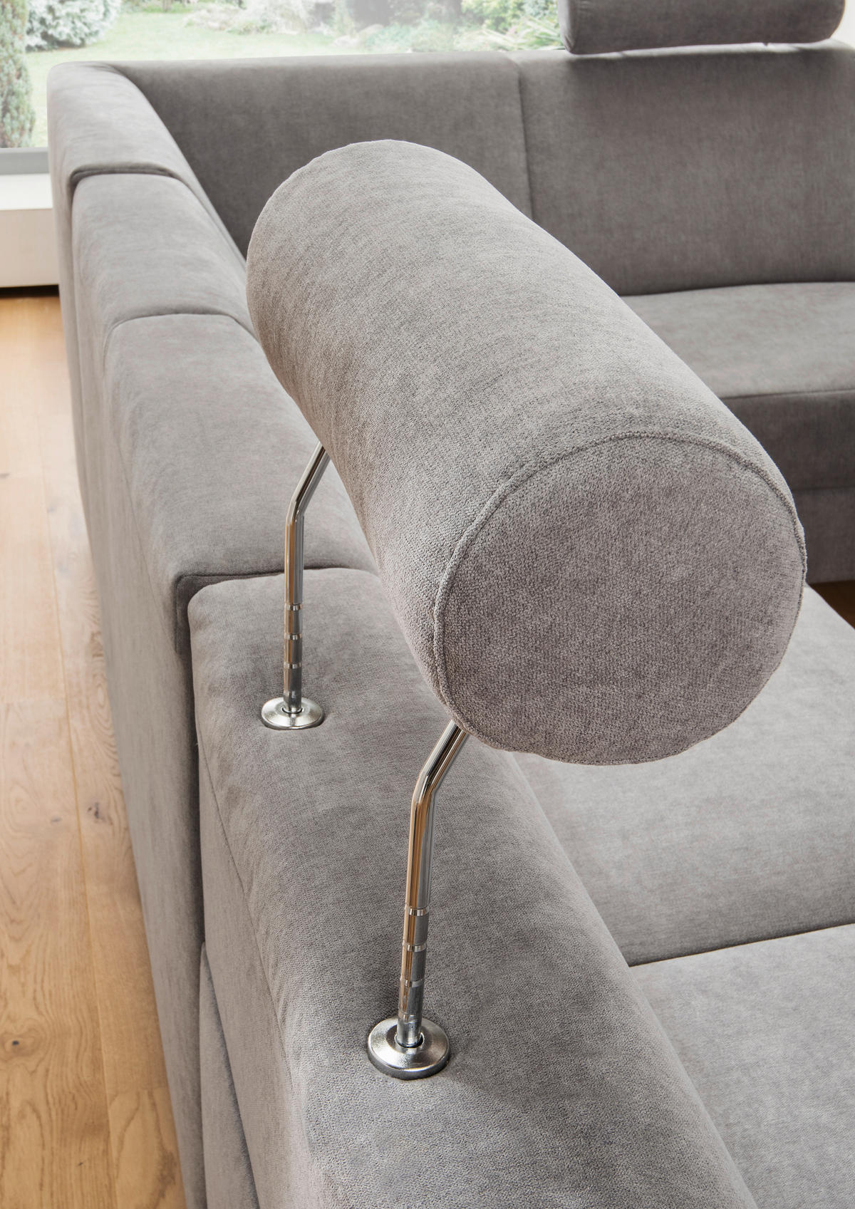 WOHNLANDSCHAFT in Chenille Schwarz  - Chromfarben/Schwarz, Design, Kunststoff/Textil (165/301/198cm) - Xora