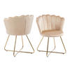 STUHL-SET 2 Stück  in Samt Textil  - Beige/Goldfarben, MODERN, Textil/Metall (69,5/85/66cm) - Livetastic