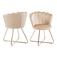 STUHL-SET 2 Stück  in Samt Textil  - Beige/Goldfarben, MODERN, Textil/Metall (69,5/85/66cm) - Livetastic