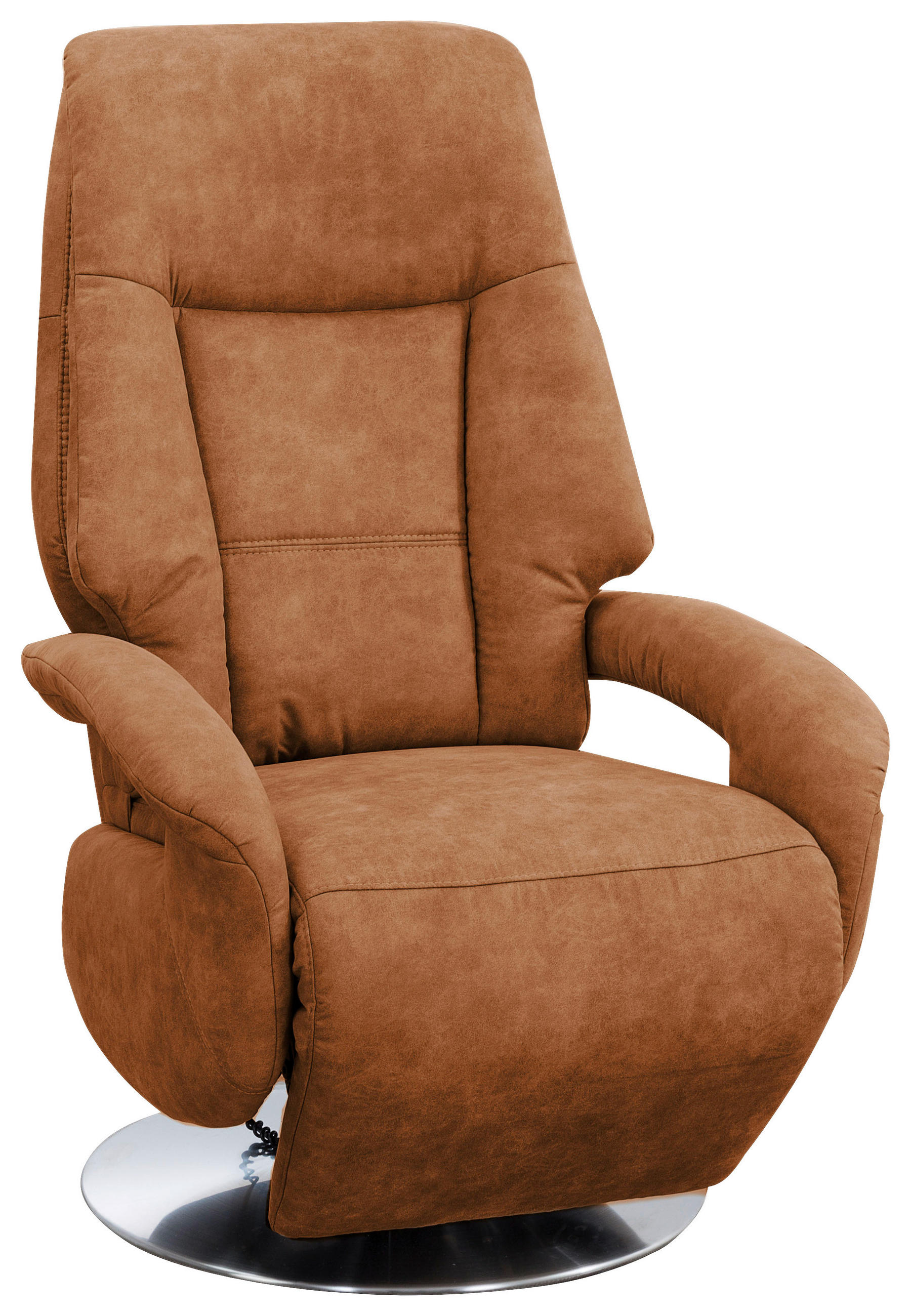 DREHSTUHL Mikrofaser Cognac  - Edelstahlfarben/Cognac, KONVENTIONELL, Textil/Metall (74/111/77cm) - Sit & More